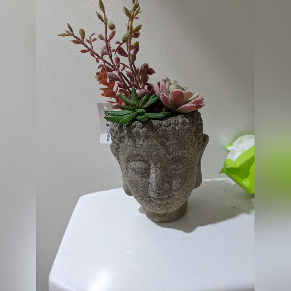 Buddha head flower pot